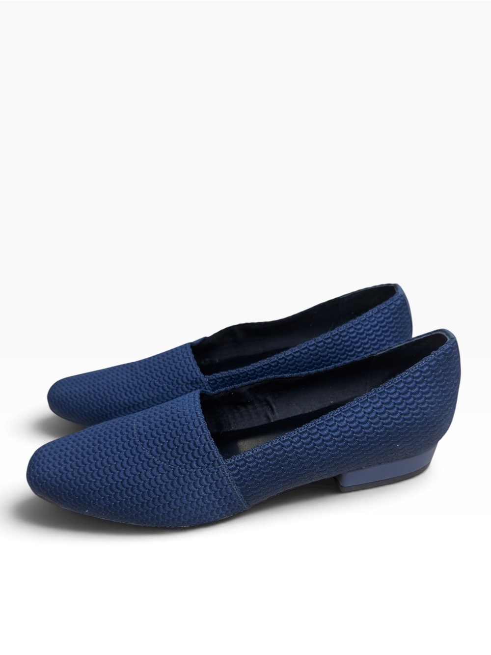 VANELi Women’s Navy Blue Textured Woven Smoking Slipper Loafers Flats Size US 6